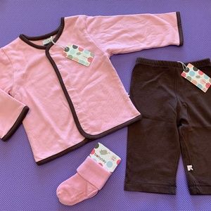 Babysoy Girl Gift Set Cardigan/Pants/Socks 6-12 months